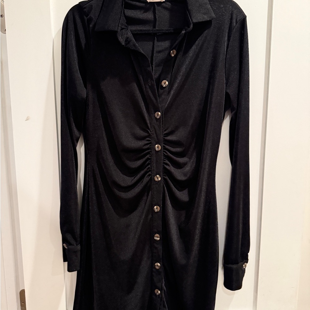 Black Button-Down Dress by bittersweet
